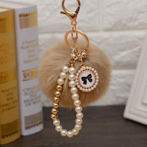 *OKSANA* Tan Pom x Pearl Fashion Keychain